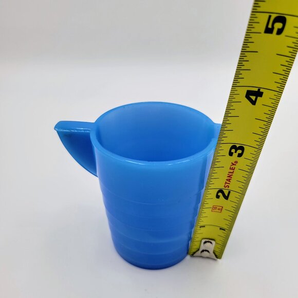 Vintage Akro Agate Pitcher Teapot Stacked Disc Blue Child’s Pitcher Read - Picture 9 of 10